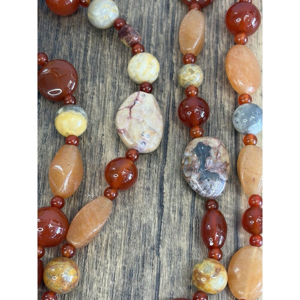Carnelian Necklace DTR Jay King Long Strand Semi Precious beads 60” Signed Mint - Picture 4 of 8
